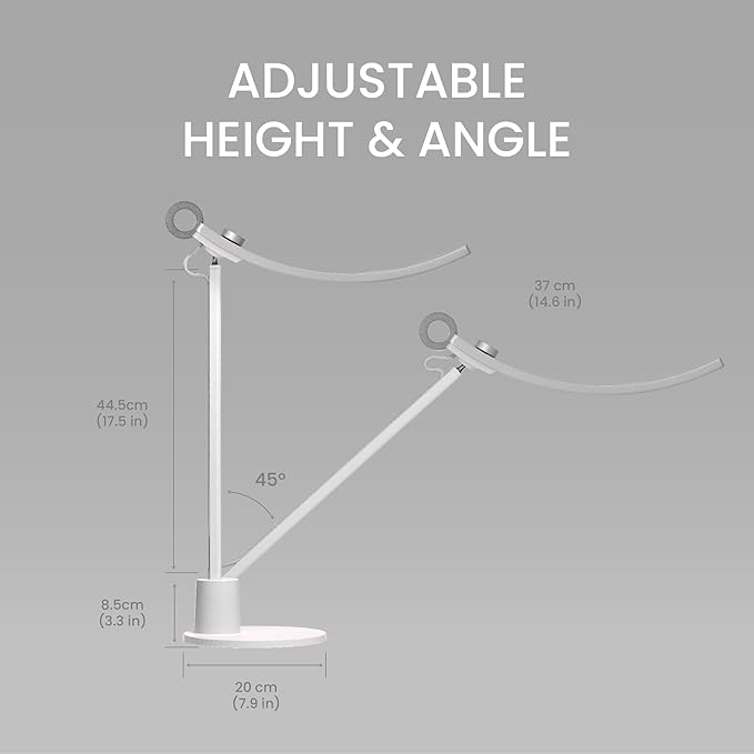 BenQ Genie e-Reading Desk Lamp - Bright Lighting for Small Workspace, Dimmable with 13 Color Modes, Auto-dimming, Eye-Caring Lamp for Home Office, Reading, Study, Craft, Matte Silver