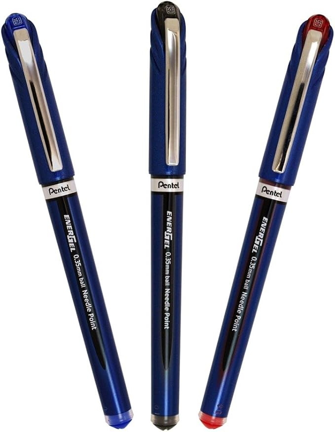 Pentel Energel Euro Ballpoint Pen, 0.35mm Needle Tip, Blue Ink (BLN23-C)