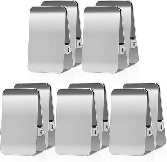 Large Chip Bag Clips with Anti-Slip Rubber,BURLIHOME All-Purpose Stainless Steel Heavy Duty Air Tight Seal Food Bags File Paper Photos Clamps for Home/Office/Kitchen Supply,10Pcs(Silver)