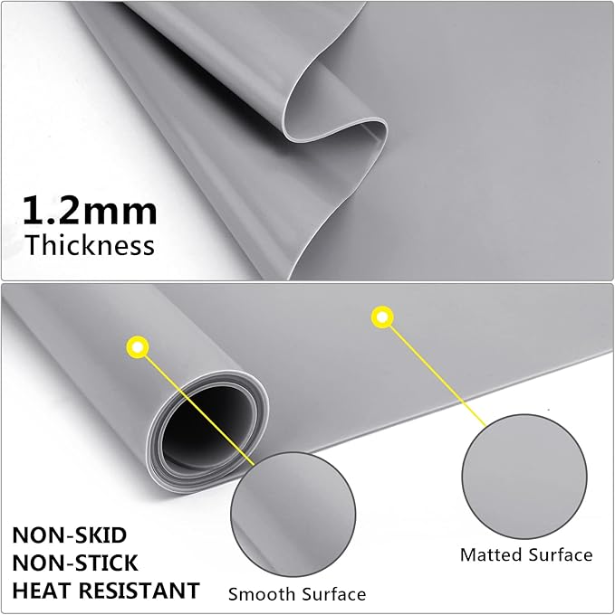 Gartful Oversize Silicone Mat for Crafts, 31.5 x 23.6 inches 1.2mm Thick Silicone Craft Pad for Jewelry Casting Resin Molds, Countertop Protector, Nonstick Placemat, Counter Table Mat, Light Grey