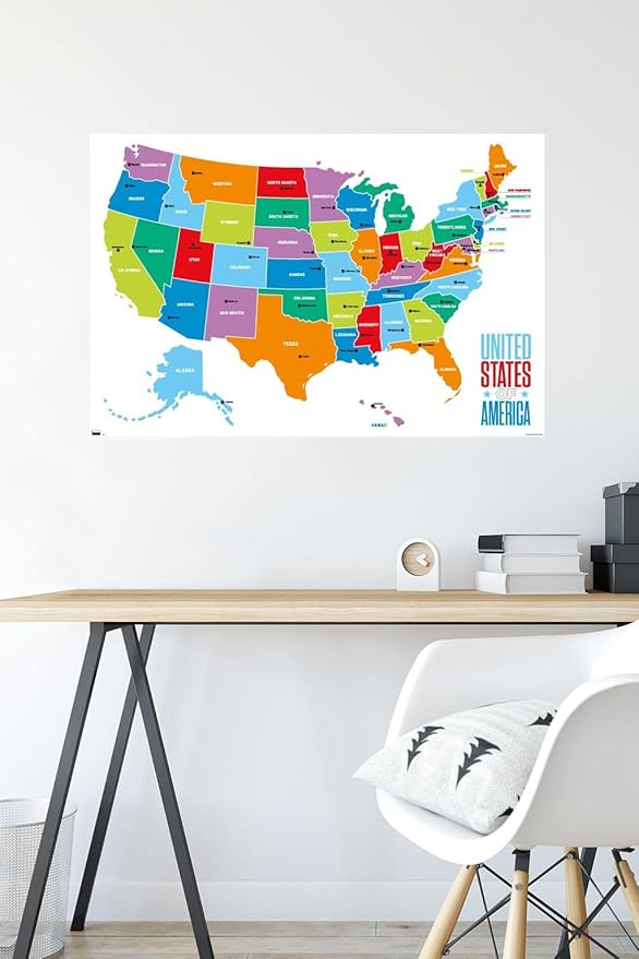 Trends International Map - United States Of America 2022 Wall Poster, 22.375" x 34", Unframed Version