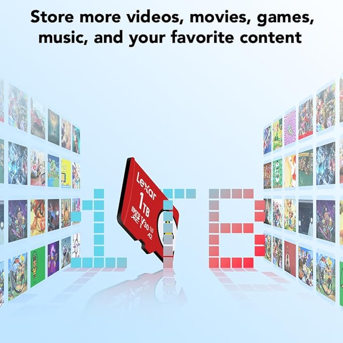 Lexar 256GB PLAY micro SD Card, UHS-I, C10, U3, V30, A2, Full HD, 4K, Up to 205/140 MB/s microSDXC Memory Card, Expanded Storage for Nintendo-Switch 1, Gaming, Smartphones, Tablets (LMSPLAY256G-BNSNU)