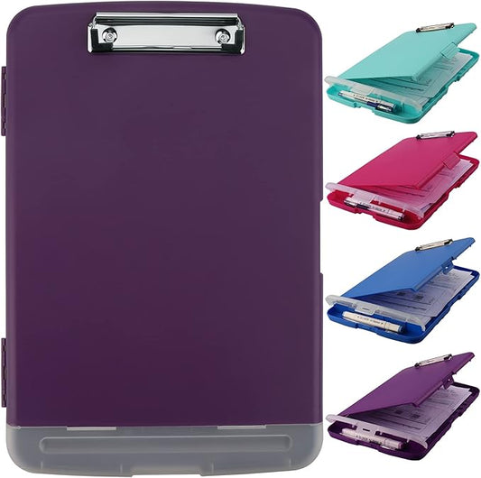 SFLHHDM Purple Clipboard, Clip Boards 8.5x11, Teacher Clipboards with Storage, Plastic Clipboard with Pen Holder, Clipboards Storage for Women Teachers Work, School & Office Supplies