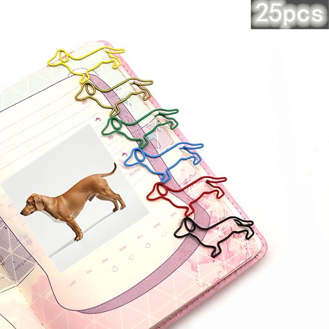 100 pcs Cute Animal Paper Clips Assorted Colors, Dog Shaped Paperclips, Fun Office and School Supplies for Dog Lovers, Coworkers, Teachers,Students