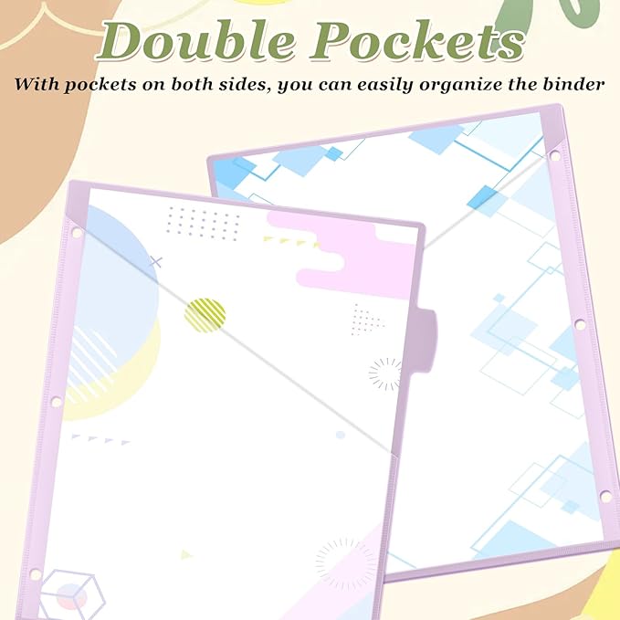 Epakh 12 Pcs Binder Dividers for 3 Rings Binders Index Dividers with Two Clear Pockets Plastics Sheets Protectors with Tab Labels for School Office Organization (Macaron)