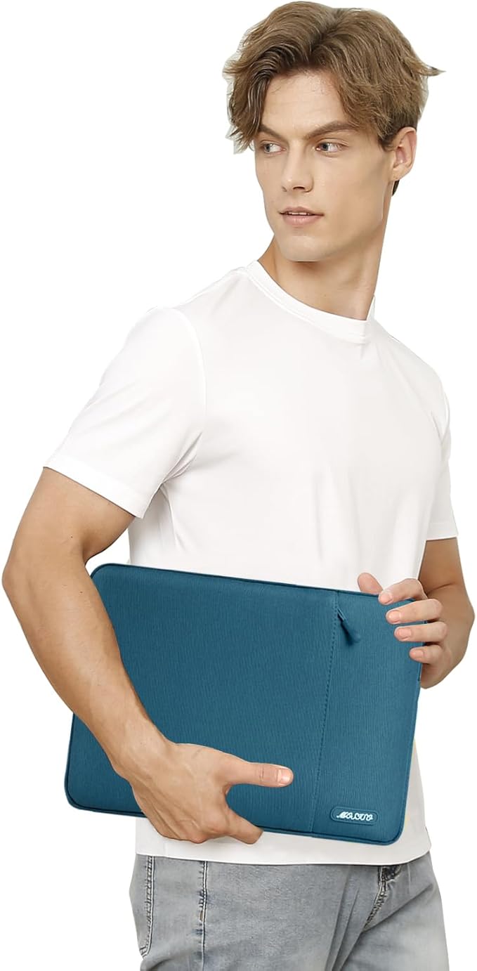 MOSISO Laptop Case 16 inch, 15-15.6 inch Laptop Sleeve Compatible with MacBook Pro 16 M4 M3 M2 M1, HP Acer Dell Lenovo ASUS Notebook, Polyester Vertical Computer Sleeve Bag with Pocket, Deep Teal
