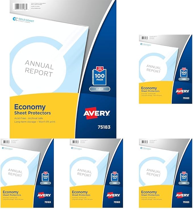Avery Clear Economy Sheet Protectors, Top Load, 100 Document Protectors (75183) (Pack of 500)