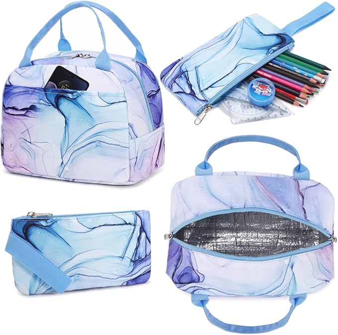 Meisohua School Backpack for Teens Girls Boys Backpack for Elementary Middle School Bookbag for Kids Backpack Lunch Bag Set