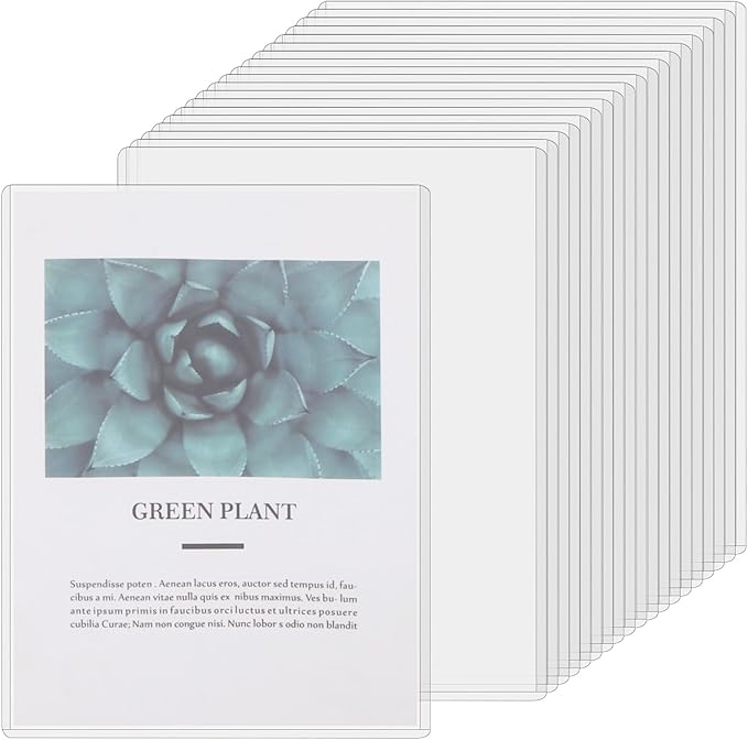 20 Pcs Rigid Print Protectors 8.5''x 11'' Waterproof Plastic Sheet Protectors for Prints Photos Postcard Poster(Clear)