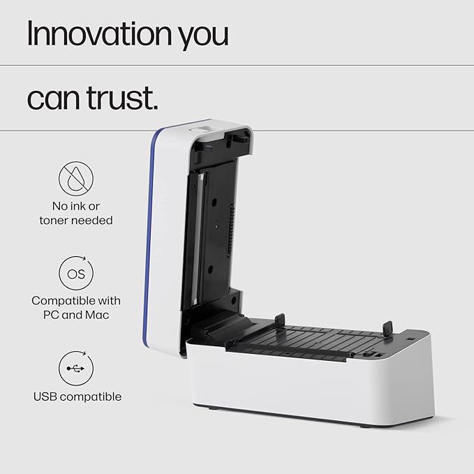 HP Work Solutions Compact Shipping 4x6 Thermal Label Printer KE100 Easy-to-use, High-Speed Printer for Home Office Supports PC & Mac