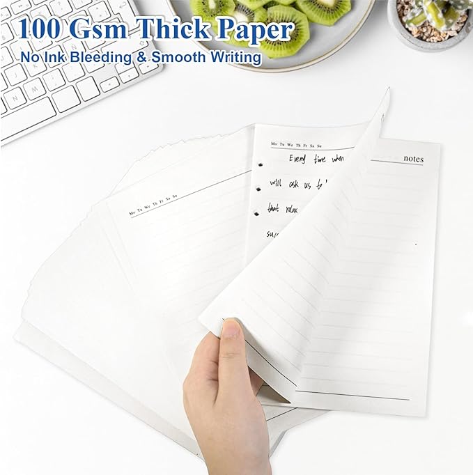 SAYEEC Refill Paper Loose Leaf Lined Paper for A5 Planner Organizer, 80 Sheets 6 Holes Ring Binder Planner for Journals Notebooks Diaries Inserts (3 Pack Refillable Loose Leaf)