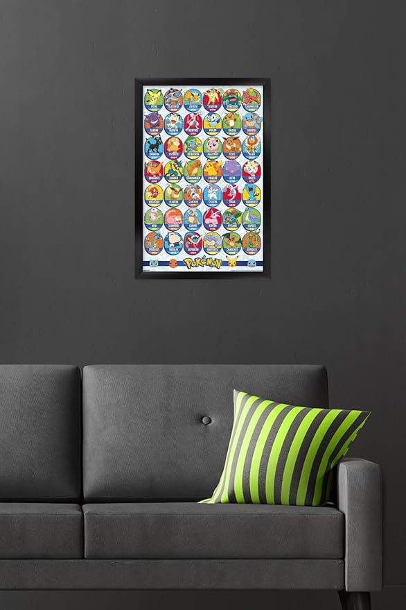 Pokémon: All-Time Favorites - Grid Wall Poster, 22.4L" x 14.7W", Black Framed Version