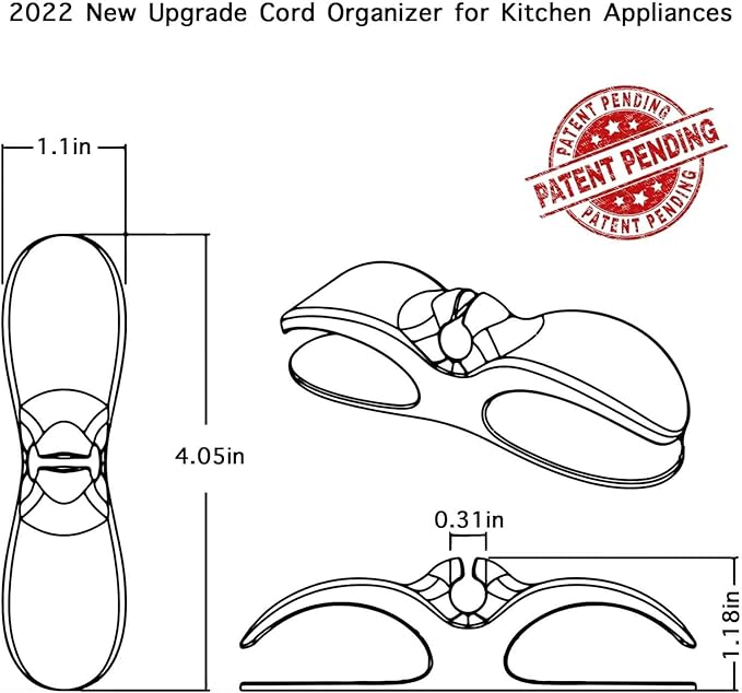 Cord Organizer for Kitchen Appliances - 3 PCS Stick On Cable Wrapper Holder Winder Keeper, Power Wire Management Wrap Hook Clip for Kitchenaid Mixer, Home Gadget Accessories