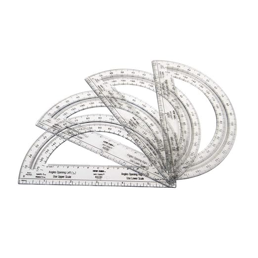 hand2mind Clear 6” Safe-T Protractor Set, 180 Degree Protractor for School, Clear Plastic Protractor Ruler, Geometry Tools, Protractors Bulk for Classroom, Math Teacher Supplies (Set of 24)