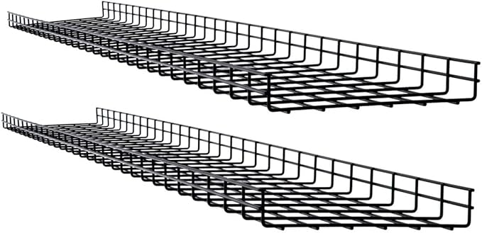 Tripp Lite Wire Mesh Cable Tray Management Organization, Ideal for Industrial & Data Centers, 2 Pack, 12 inches x 2 inches x 5 Feet / 300 x 50 x 1500 millimeters, 5-Year Warranty (SRWB12210X2STR)