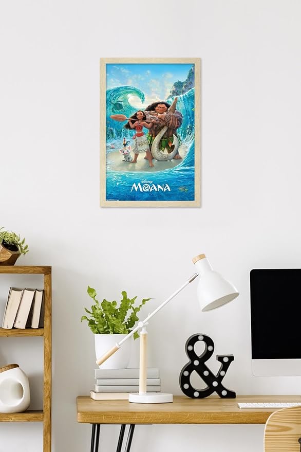 Disney Moana - Ocean Floor Wall Poster, 22.4L" x 14.7W", Blonde Framed Version