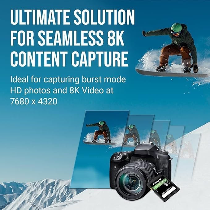 PNY 128GB EliteX-PRO90 UHS-II SDXC Memory Card – R300MB/s W280MB/s, U3, V90, 8K UHD, Full HD, UHS-II for Professional Photographers & Content Creators, DSLR, Mirrorless Cameras, Advanced Video Cameras