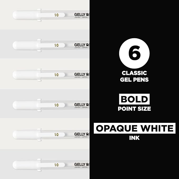 Sakura 57458 Gelly Roll Classic 10 (Bold Pt.) 6pk Pen, White