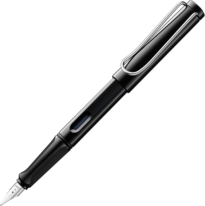 LAMY safari black - Fountain Pen with ergonomic grip & polished steel nib in size B - ideal for any Writing & Calligraphy - including LAMY T 10 blue cartridge - Right-Handed