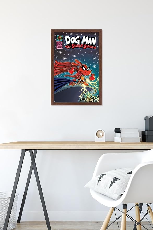 Dog Man - The Scarlet Shedder Wall Poster, 22.4L" x 14.7W", Mahogany Framed Version