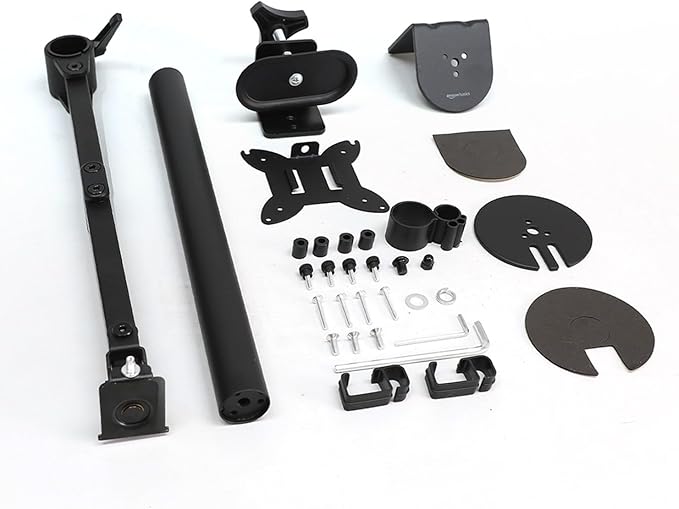 Amazon Basics Adjustable Single Computer Monitor Desk Mount Arm, Holds up to 32" and Ultrawide Monitors, Black