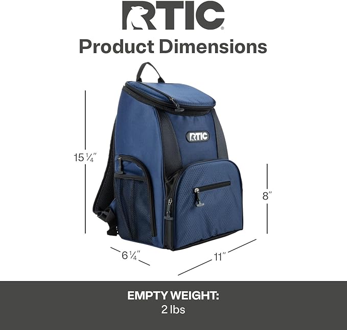 RTIC 15 Can Lightweight Backpack Cooler Soft Insulated Portable Bag for Lunch, Beach, Drink, Beverage, Travel, Camping, Picnic, Car, Hiking,