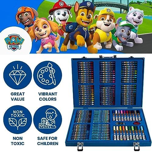 Paw Patrol Colored Pencils Art Supplies Kids Drawing Kit School Supplies Painting Kit Girls Drawing Pencils Art Kit Travel Case with Crayons Arts and Crafts for Kids 4-12