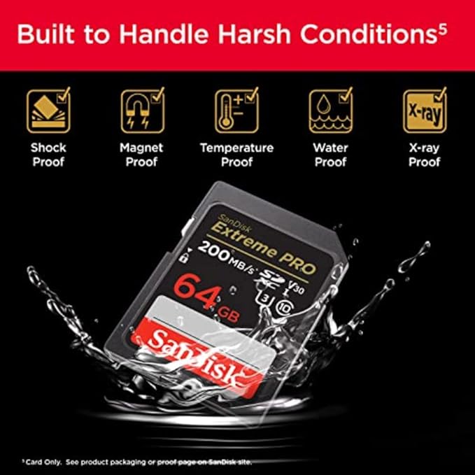 SanDisk 64GB Extreme PRO SDXC UHS-I Memory Card - C10, U3, V30, 4K UHD, SD Card - SDSDXXU-064G-GN4IN