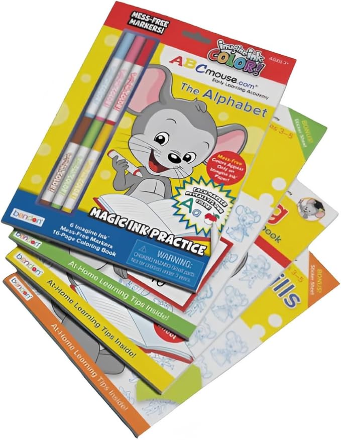 ABCmouse School Readiness Bundle – 4 Interactive Workbooks for Kids Ages 3+, Alphabet, Writing, Math & Scissor Skills, Perfect for Kindergarten Preparation, Includes Markers for Fun Learning