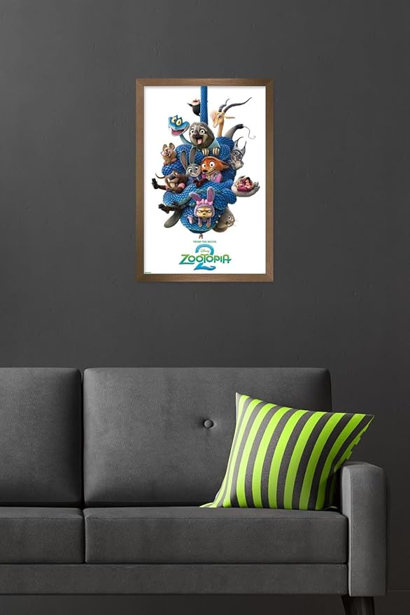 Disney Zootopia 2 (2025) - Group One Sheet Wall Poster, 22.4L" x 14.7W", Bronze Framed Version