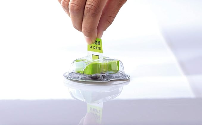 Post-it Sign and Date Flags, 200/Desk Grip Dispenser, 1 Dispenser/Pack, 1 in Wide, Bright Green (680-HVSD)