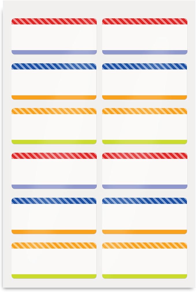 Avery No-Iron Fabric Name Labels, Playful Stripes Preprinted Designs, Handwrite Only, 24 Preprinted Labels (40774)