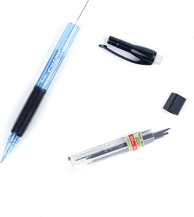 Pentel Champ Pencil, Automatic Pencil, 0.5mm Lead Size, Blue Barrel, Box of 12 (AL15C)