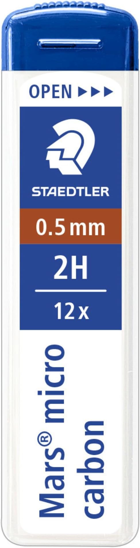 Staedtler Mars Micro Carbon Mechanical Pencil Refills, Tube of 12 0.5mm, Pack of 12 Tubes, 2H Fine Point Graphite Leads, 250 05-2H