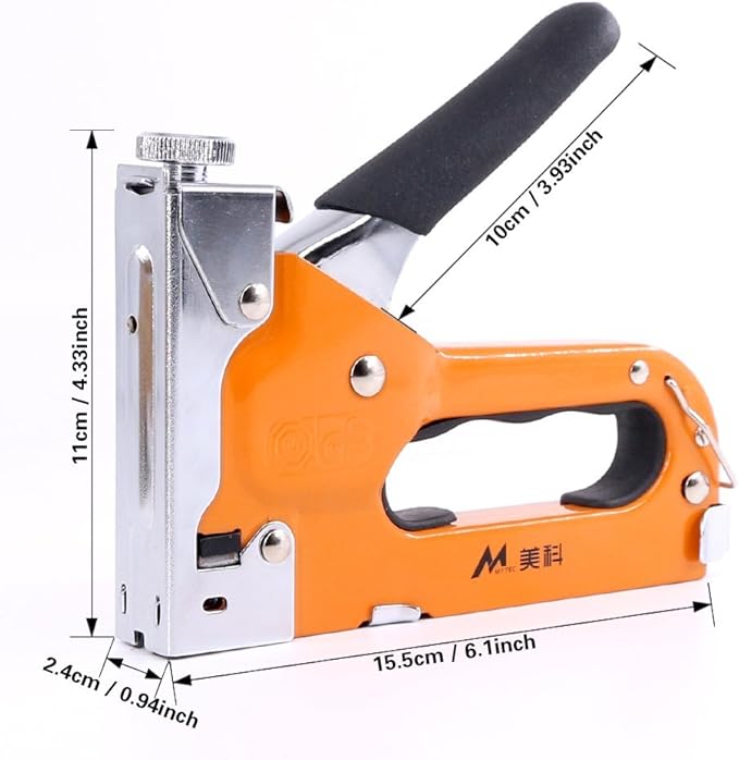 Swpeet 3-in-1 Staple Gun Kit with Staple Remover and 500Pcs Staples Selection Pack Kit，Hand Operated Carbon Steel Gun Tacker Tool for Upholstery, Fixing Material, Decoration, Carpentry, Furniture