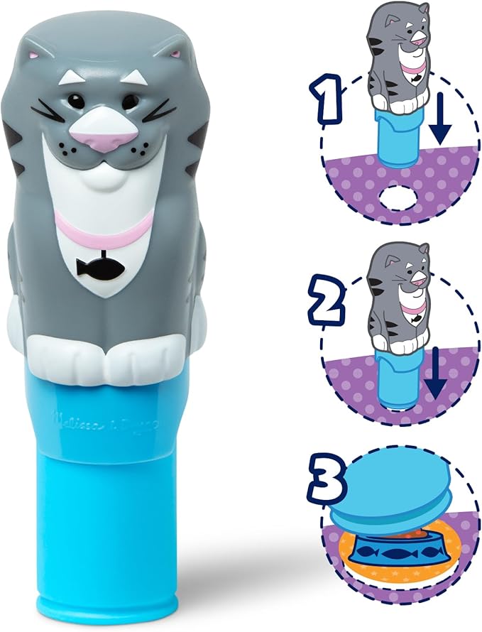 Melissa & Doug Sticker Wow!™ 24-Page Activity Pad and Sticker Stamper, 300 Stickers, Arts and Crafts Fidget Toy Collectible Character – Cat - for Kids Ages 3+ - FSC Certified
