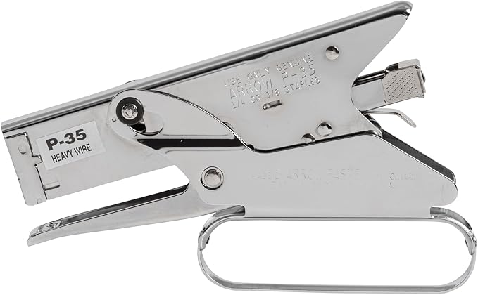 Arrow P35 Heavy Duty Handheld Plier Stapler for Crafts, Office, and Insulation, Uses 1/4-Inch and 3/8-Inch Staples , Silver