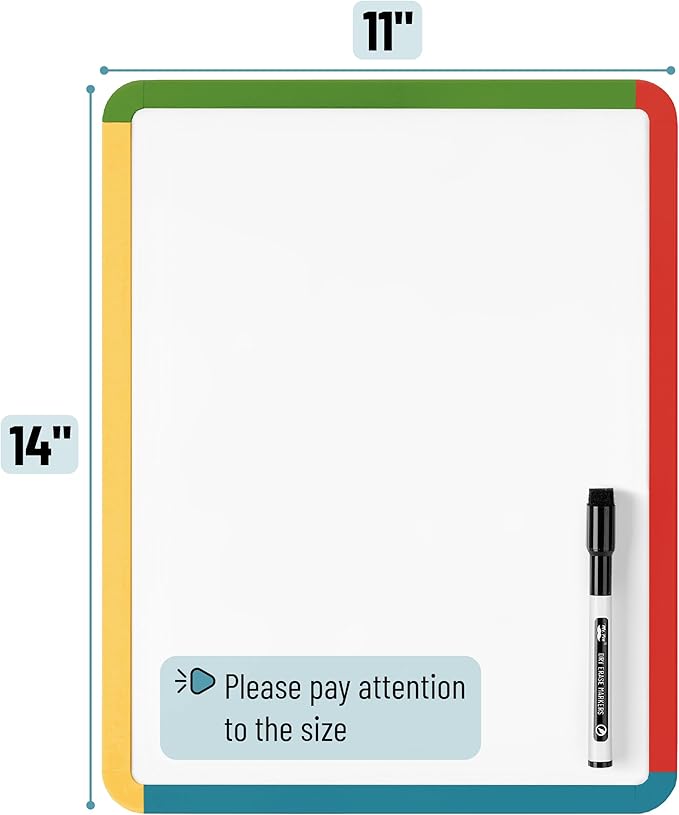 Mr. Pen- Dry Erase Board, 14” x 11” with a Black Dry Erase Marker, Small Mini White Board for Students