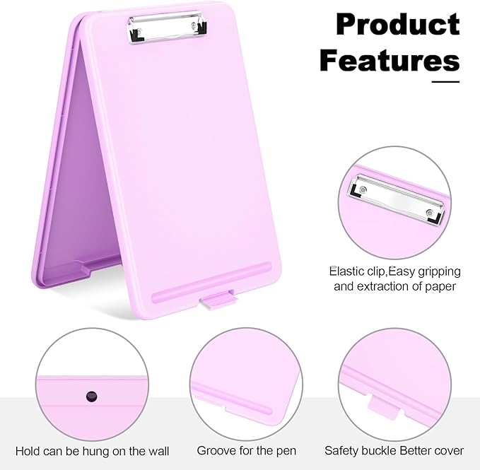 Hongri Clipboard with Storage, 8.5 x 11 Nursing Clip Board Foldable Storage for Nurses, Lawyers, Students, Classroom, Office, School, Size 13.4 x 9.4 X 0.9 in, Pale Pink