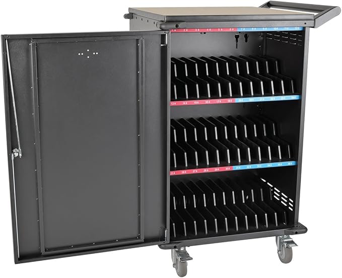 Tripp Lite 36-Port AC Charging Cart Storage Station for Chromebooks, Laptops, & Tablets - Hourly Timer alternates Charging Zones to Help Prevent overloads, 2-Year Warranty (CSC36AC)