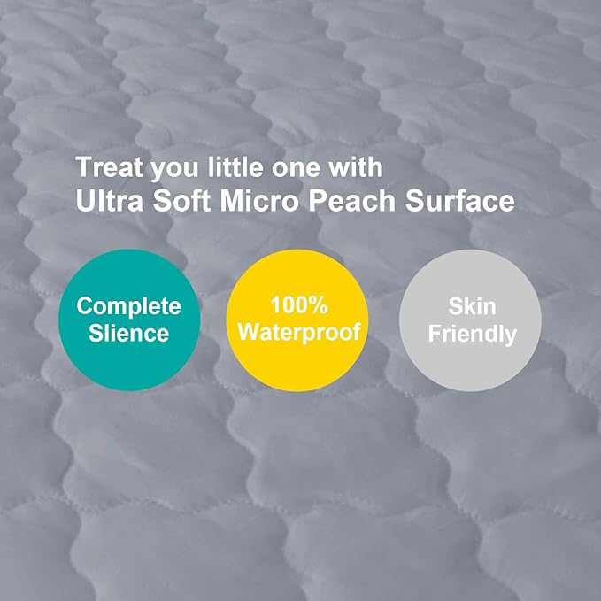 Biloban 2 Pack Pack and Play Mattress Protector Sheets Fitted Waterproof Playard Mattress Pad, Compatible with Graco Pack n Play & Dream On Me & Pamo Babe, Playpen/Playard Sheet, Gray, 39" x 27"