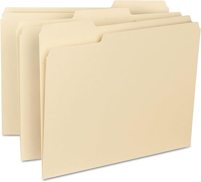 Smead Interior File Folder, 1/3-Cut Tab, Letter Size, Manila, 100 per Box, Expandable File Folders for Filing Cabinet