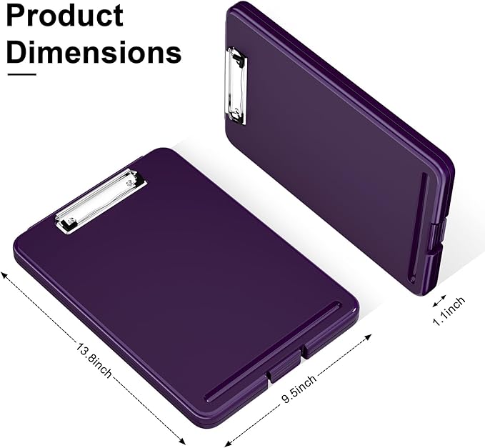 Hongri Clipboard with Storage, 8.5 x 11 Nursing Clip Board Foldable Storage for Nurses, Lawyers, Students, Classroom, Office, School, Size 13.4 x 9.4 X 0.9 in, Dark Purple