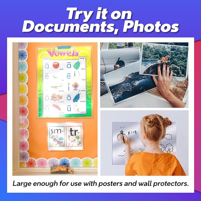 Self Adhesive Laminating Sheets 12.3x17.1 inch, 20 Pack, 4mil Thickness, No-Machine Needed, QuickPeel, Instashield, Stick&GO (20 Sheets, Menu Size 4mil)