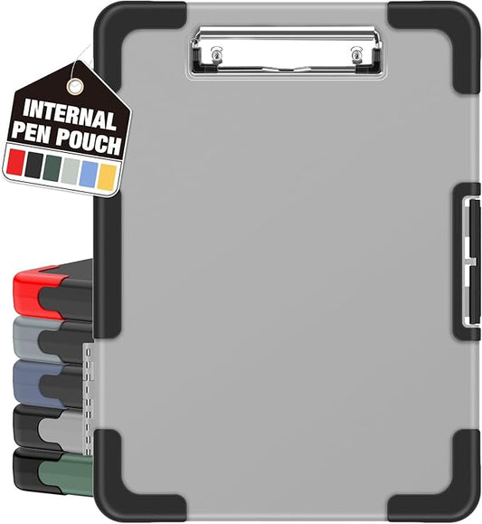 Sooez Toughest Clipboard with Storage, Internal Pen Pouch Included, Letter/ A4 Size, Shockproof Heavy Duty Plastic Clip Boards 8.5x11”, High Capacity Clipboards Box Case for Contractor Trucker Driver