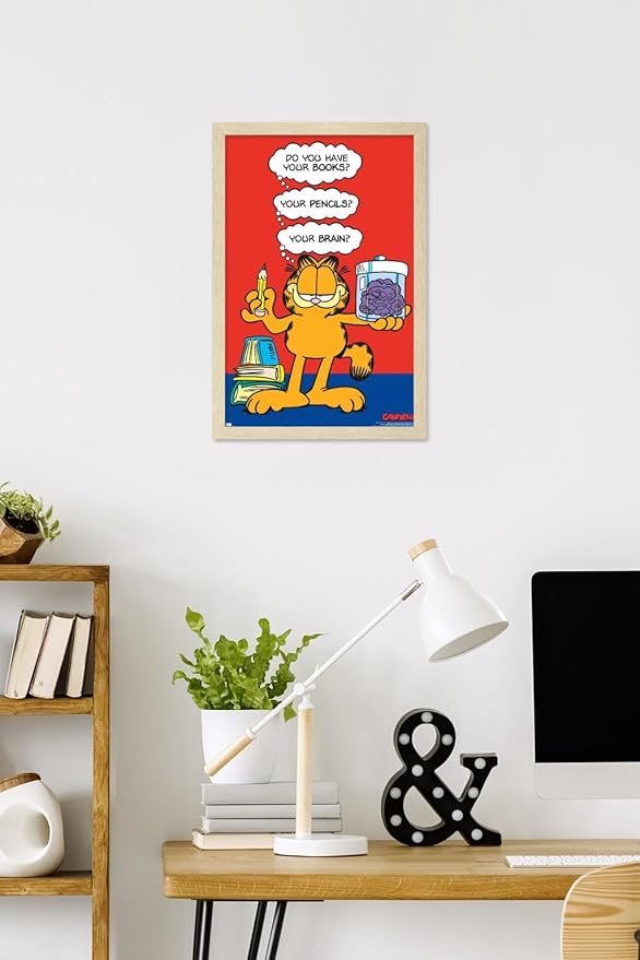 Garfield - Brain Wall Poster, 22.4L" x 14.7W", Blonde Framed Version