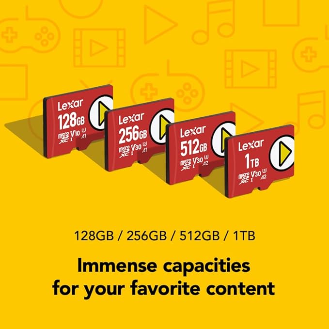Lexar 1TB (2-Pack) Play Micro SD Card w/SD Adapter, UHS-I, C10, U3, V30, A2, Full HD, Up to 160/100 MB/s, Expanded Storage for Nintendo-Switch 1, Gaming, Smartphones, Tablets (LMSPLAY001T-B2ANU)