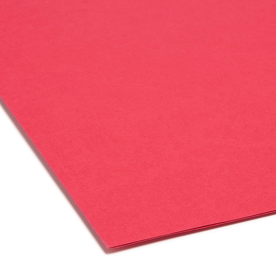 Smead File Folder, Reinforced 1/3-Cut Tab, Letter Size, Red, 100 per Box (12734)
