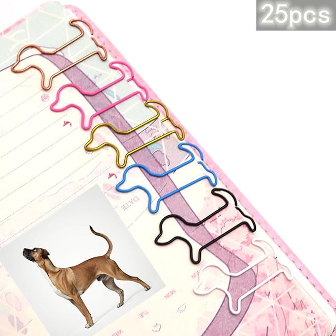 100 pcs Cute Animal Paper Clips Assorted Colors, Dog Shaped Paperclips, Fun Office and School Supplies for Dog Lovers, Coworkers, Teachers,Students