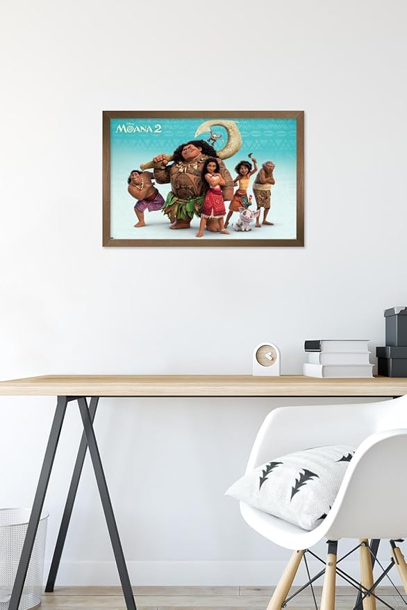 Disney Moana 2 - Group Wall Poster, 22.4L" x 14.7W", Bronze Framed Version